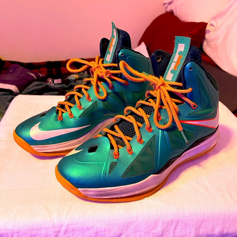 Nike Lebron X Miami Dolphins Size 11.5